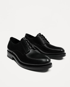Черные кожаные туфли со шнуровкой Zara