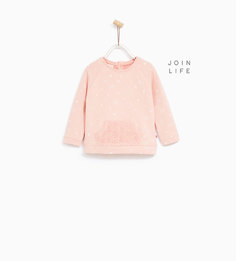 Толстовка с деталями из гипюра и принтом Zara