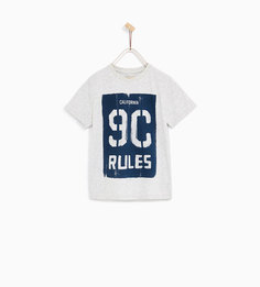 Футболка с надписью «9c rules» Zara