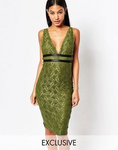 Кружевное платье-футляр с лямками NaaNaa - Зеленый