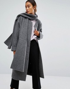 Пальто с шарфом Monki - Серый