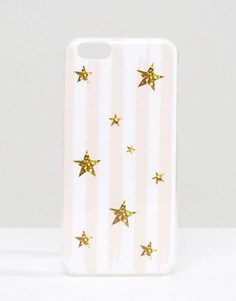 Чехол для iPhone 6 с полосками и блестящими звездами Signature - Розовый