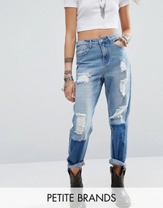Рваные джинсы бойфренда с заплатками Glamorous Petite - Синий