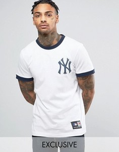 Длинная футболка Majestic New York Yankees Ringer эксклюзивно для ASOS - Белый