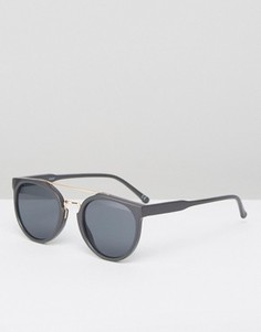 Серые круглые солнцезащитные очки с планкой над переносицей ASOS - Серый