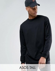 Черный лонгслив в стиле oversize с манжетами ASOS TALL - Черный