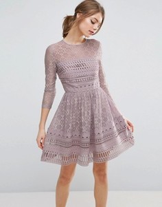 Кружевное короткое приталенное платье ASOS PREMIUM - Фиолетовый