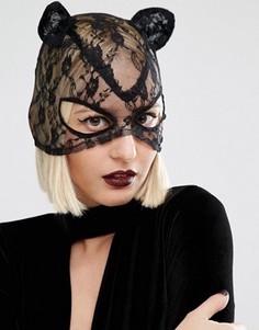 Кружевная маска кошки Leg Avenue Halloween - Черный
