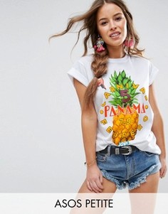 Футболка с ананасом и нашивками в винтажном стиле ASOS PETITE - Мульти