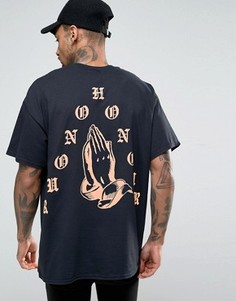 Oversize-футболка с принтом на спине HNR LDN - Черный Honour