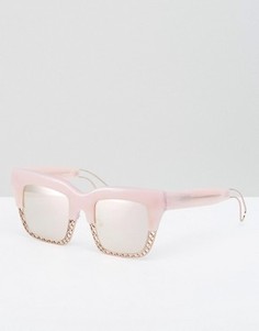 Квадратные солнцезащитные очки с полуоправой House of Holland - Розовый