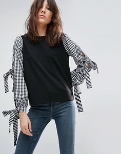 Топ свободного покроя из ткани понте в клеточку ASOS - Мульти
