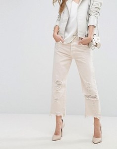 Прямые укороченные джинсы с завышенной талией и необработанным краем J Brand Ivy - Розовый