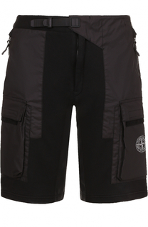 Хлопковые шорты свободного кроя с декоративной отделкой Stone Island