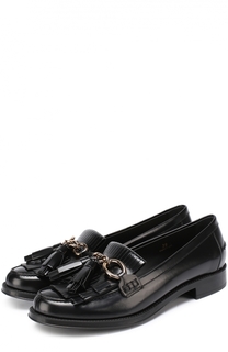 Кожаные лоферы с бахромой и декорированной пряжкой Tod’s