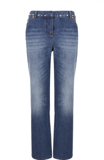 Укороченные расклешенные джинсы с заклепками Valentino