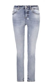 Укороченные джинсы-скинни с потертостями Alexander McQueen