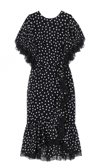 Платье-миди асимметричного кроя в горох с кружевной отделкой Dolce &amp; Gabbana