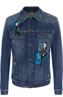 Джинсовая куртка с аппликациями Dolce &amp; Gabbana