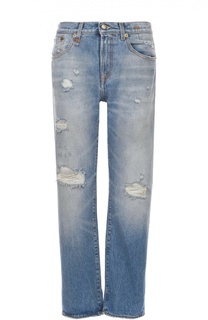 Укороченные джинсы прямого кроя с потертостями R13