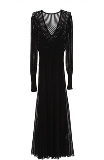 Полупрозрачное вязаное платье с V-образным вырезом Alexander McQueen