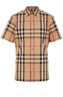 Рубашка из эластичного хлопка с короткими рукавами Burberry