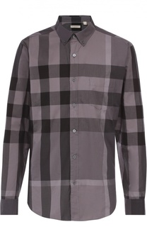 Хлопковая рубашка с воротником button down Burberry