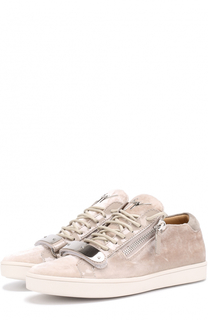 Бархатные кеды на шнуровке Giuseppe Zanotti Design