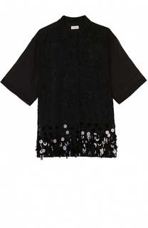 Кружевная блуза с пайетками и полупрозрачной спинкой Dries Van Noten