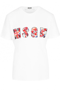 Хлопковая футболка с контрастными пайетками MSGM