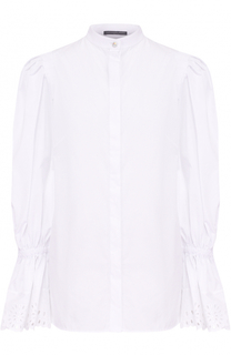 Блуза с воротником-фонарик и кружевной отделкой Alexander McQueen