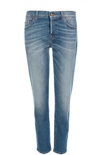 Укороченные джинсы прямого кроя с потертостями 7 For All Mankind