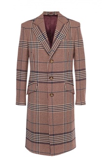 Шерстяное однобортное пальто в клетку Prince of Wales Vivienne Westwood