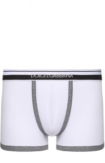 Хлопковые боксеры с широкой контрастной резинкой Dolce &amp; Gabbana