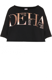 Укороченная футболка с металлизированным логотипом бренды Deha