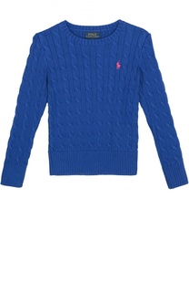 Хлопковый джемпер фактурной вязки с логотипом бренда Polo Ralph Lauren