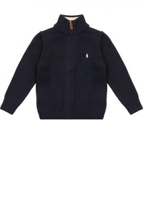Хлопковый кардиган на молнии с воротником-стойкой Polo Ralph Lauren