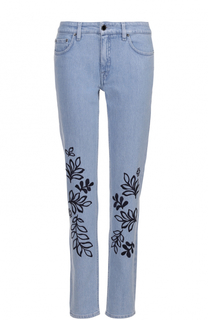 Джинсы прямого кроя с контрастной цветочной вышивкой Victoria by Victoria Beckham