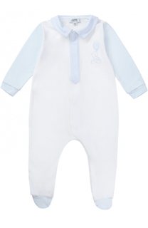 Хлопковая пижама с контрастными рукавами и вышивкой Aletta