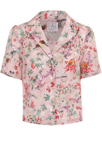 Шелковая блуза с коротким рукавом и цветочным принтом Stella Jean