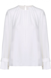 Блуза прямого кроя с круглым вырезом и защипами HUGO