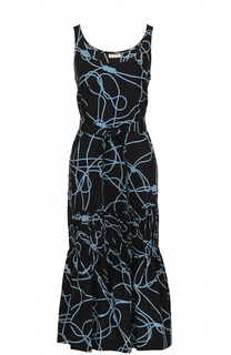 Платье с контрастным принтом и поясом Dries Van Noten