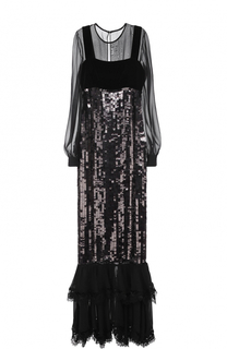 Шелковое платье с пайетками и оборками Tom Ford