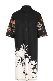 Платье-рубашка с удлиненной спинкой и яркой вышивкой Dries Van Noten