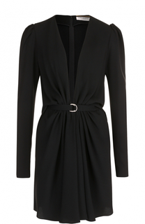 Мини-платье с драпировкой и глубоким вырезом Saint Laurent