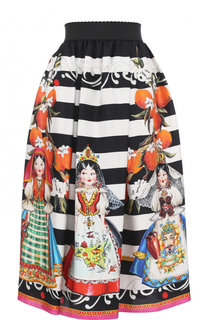 Шелковая юбка-миди с принтом Dolce &amp; Gabbana