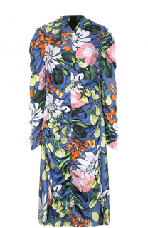 Шелковое платье с цветочным принтом и драпировкой Marni