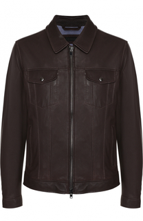 Кожаная куртка на молнии с отложным воротником Z Zegna