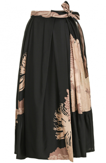 Шелковая юбка с поясом и цветочным принтом Dries Van Noten