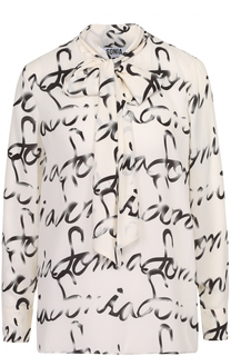 Блуза прямого кроя с контрастным принтом и воротником аскот Sonia by Sonia Rykiel